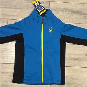 Spyder Kids Blue and Black Jacket with Yellow Zipper
